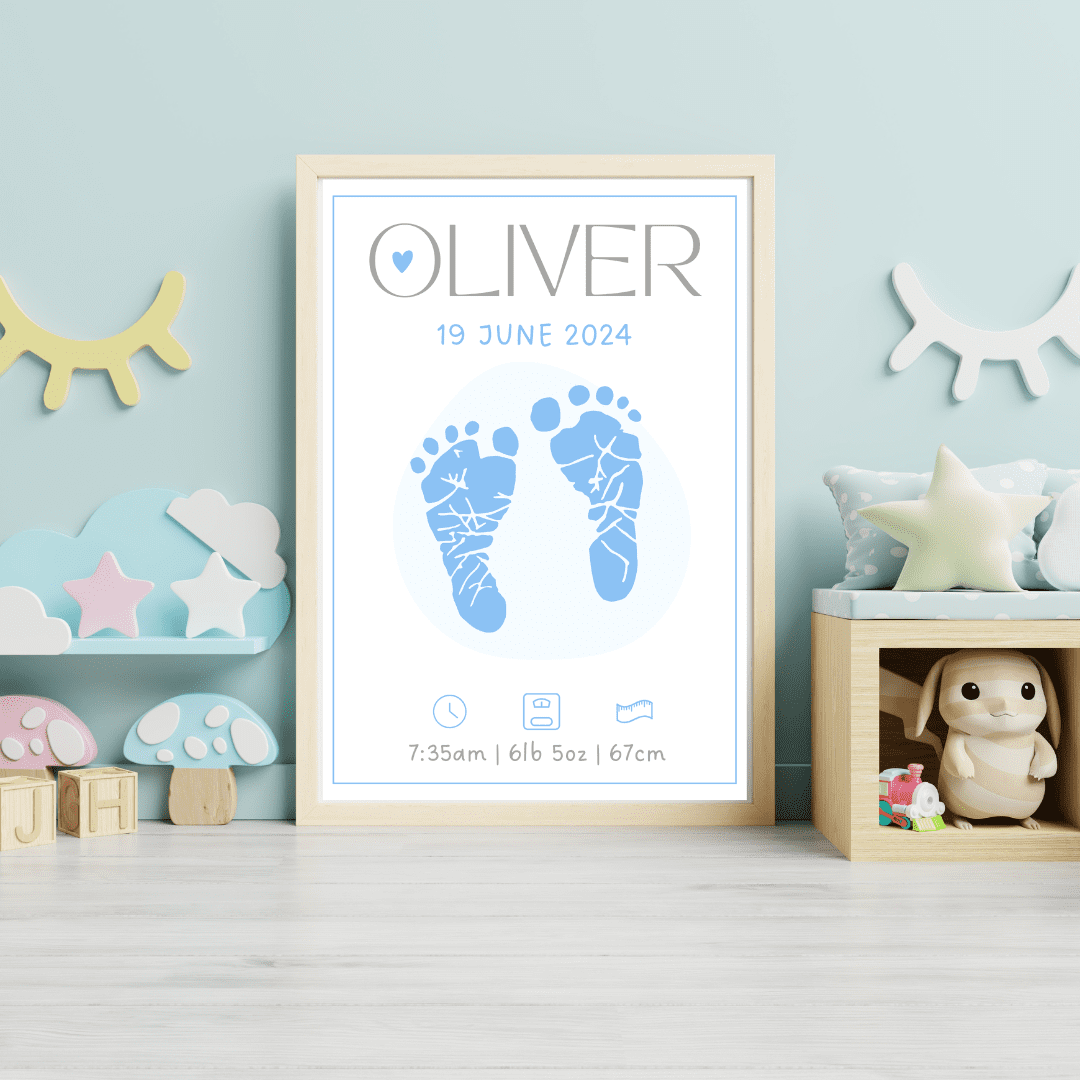 Newborn Personalised Birth Details - Wall Print: Custom Nursery Decor
