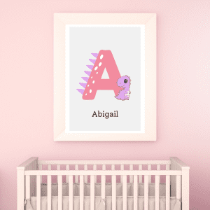 Dinosaur Name Initial Nursery Poster: Custom Nursery Decor