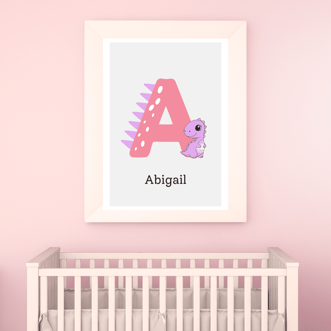 Dinosaur Name Initial Nursery Poster: Custom Nursery Decor