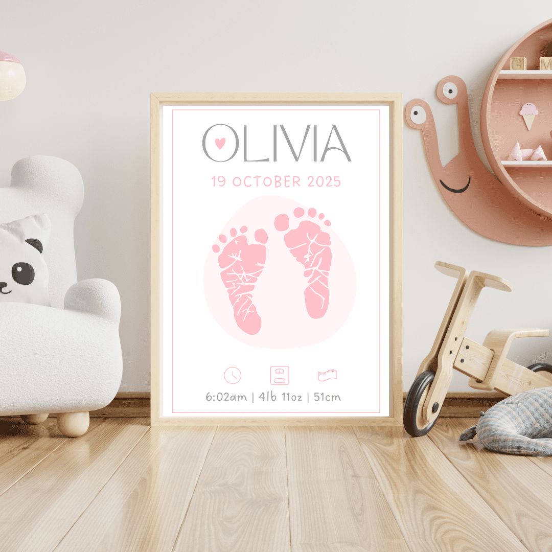 Newborn Personalised Birth Details - Wall Print: Custom Nursery Decor - Image 4