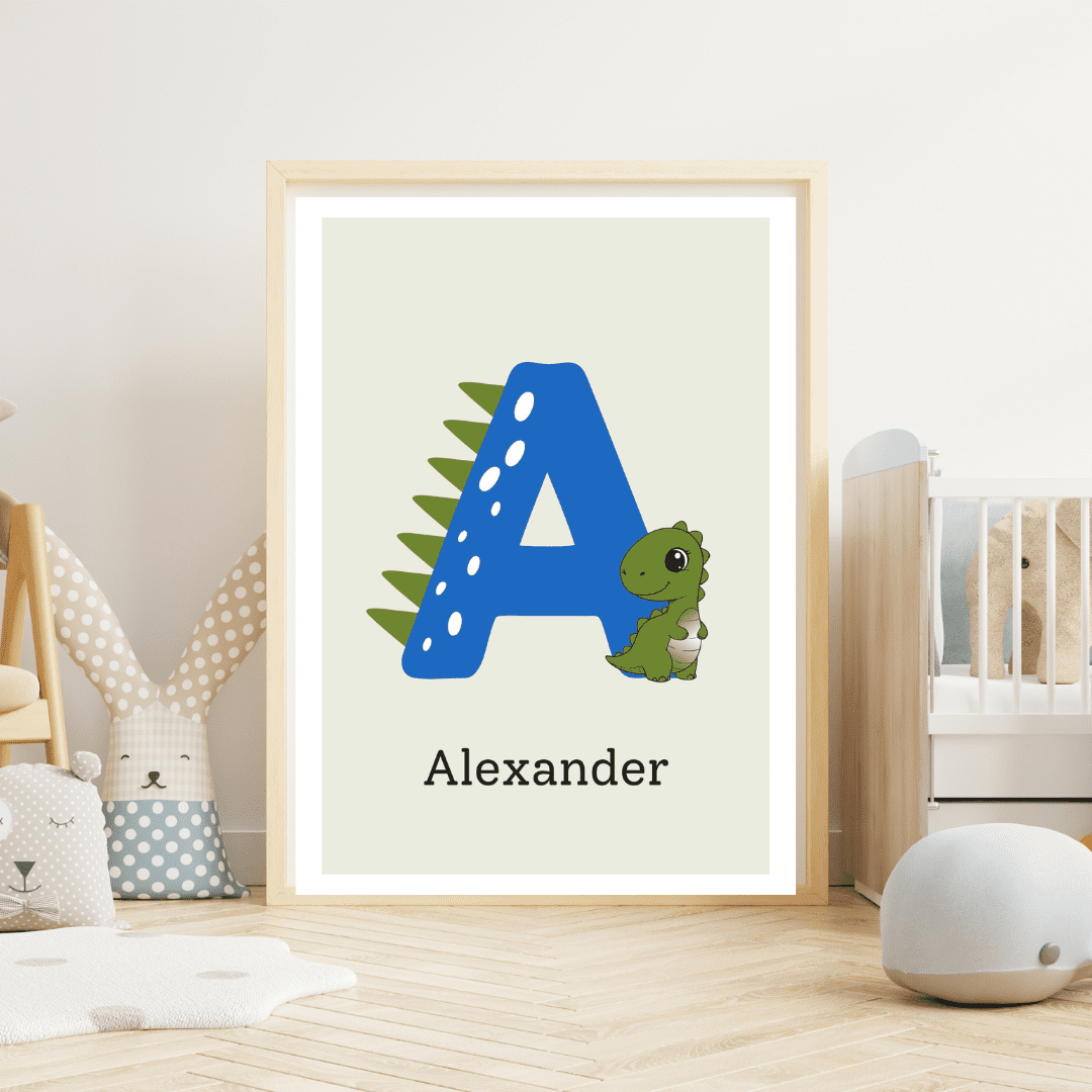 Dinosaur Name Initial Nursery Poster: Custom Nursery Decor - Image 3