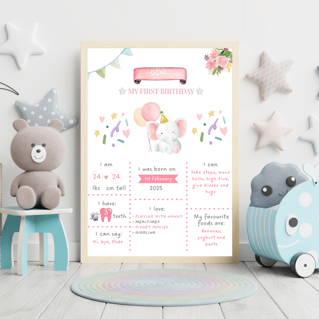 Personalised 1st Birthday Poster - Wall Print: Custom Nursery Decor - Image 4