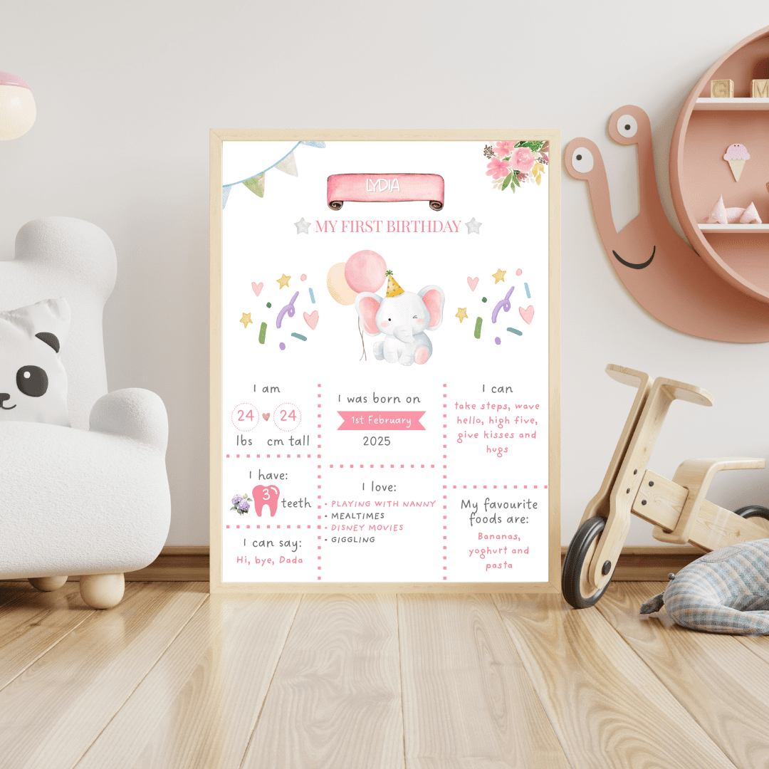 Personalised 1st Birthday Poster - Wall Print: Custom Nursery Decor - Image 3