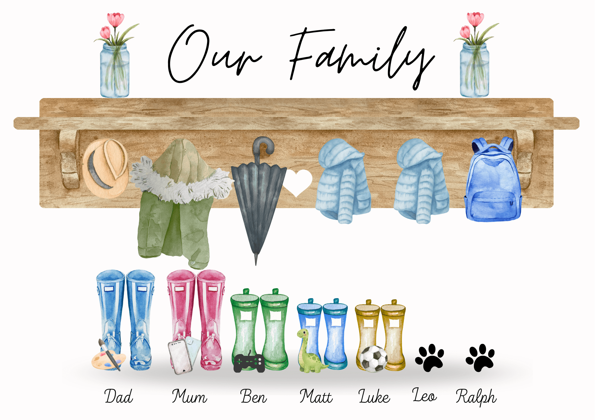Custom Personalised Welly Boot Print - Image 2