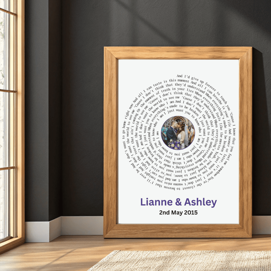 Personalised Poster With Song Lyrics
